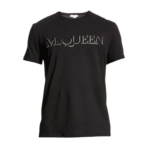 Áo Phông Nam Alexander McQueen Black Embroidered Logo Tshirt MN0 649876 Màu Đen Size S