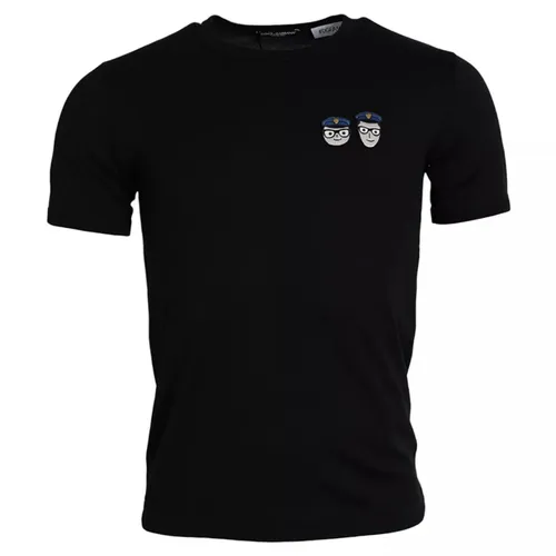 Áo Phông Nam Dolce & Gabbana D&G Black Family Cotton Crew Neck Tshirt Màu Đen Size 44