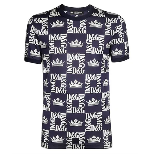 Thời trang Dolce & Gabbana Áo phông - Áo Phông Nam Dolce & Gabbana D&G Tshirt G8HI7T FS77C Màu Xanh Họa Tiết Size 46 - Vua Hàng Hiệu