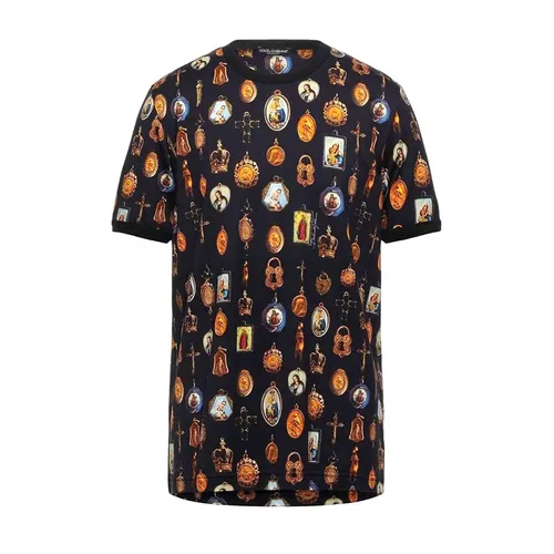 Thời trang Dolce & Gabbana Áo phông - Áo Phông Nam Dolce & Gabbana D&G Tshirt G8HI7T G7C5F Màu Đen Họa Tiết Size 44 - Vua Hàng Hiệu