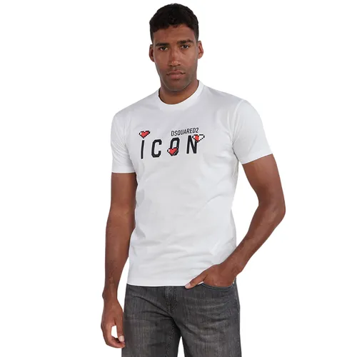 Áo Phông Nam Dsquared2 Cool Fit S79GC0076 T-shirt Màu Trắng Size XS