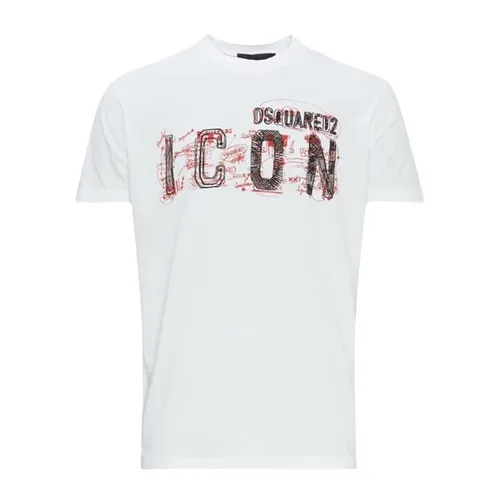 Áo Phông Nam Dsquared2 Icon Tshrit S79GC0084S23009100 Màu Trắng Size L - Thời trang - Vua Hàng Hiệu