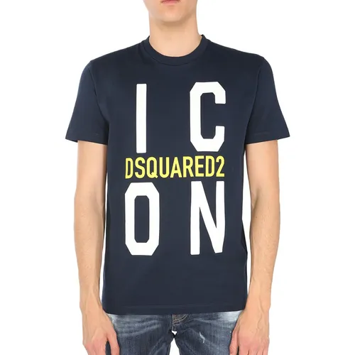DSquared2 Áo phông - Áo Phông Nam Dsquared2 Tshirt With Logo In Blue S79GC0021 Màu Xanh Navy Size XS - Vua Hàng Hiệu