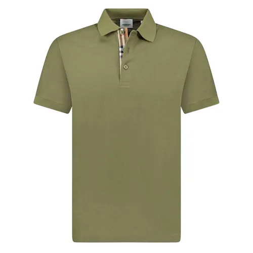 Áo Polo Nam Burberry Hartford Check Placket Polo Màu Xanh Olive Size S