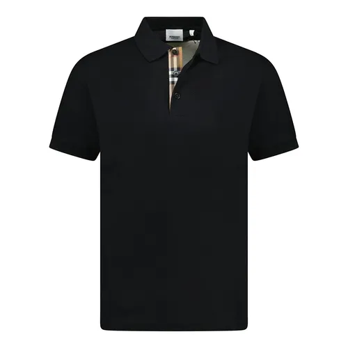 Áo Polo Nam Burberry Hartford Check Placket Polo Shirt Màu Đen Size M