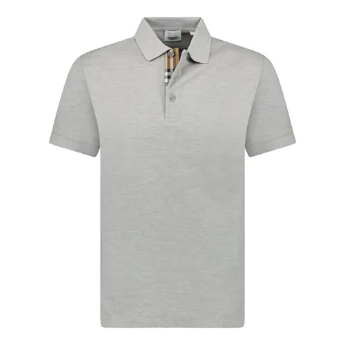 Thời trang Xám Áo Polo - Áo Polo Nam Burberry Hartford Embroidery Check Shirt Màu Xám Size S - Vua Hàng Hiệu
