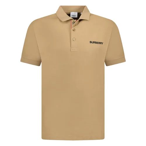 Áo Polo Nam Burberry Hartford Embroidery Logo Check 8084438 Màu Be Đậm Size S