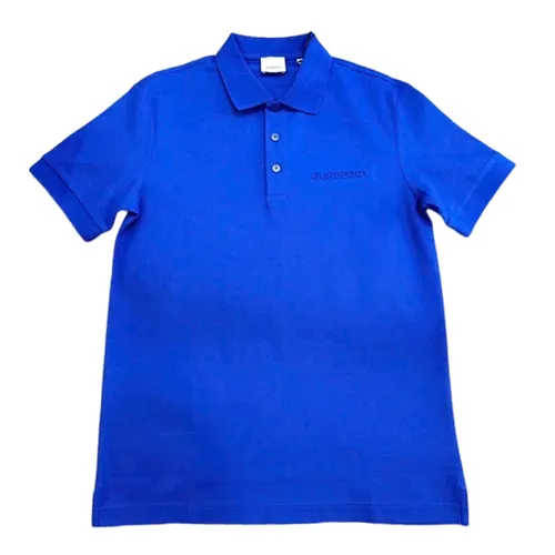 Thời trang - Áo Polo Nam Burberry Logo Embroidered Shirt Màu Xanh Dương Size XS - Vua Hàng Hiệu