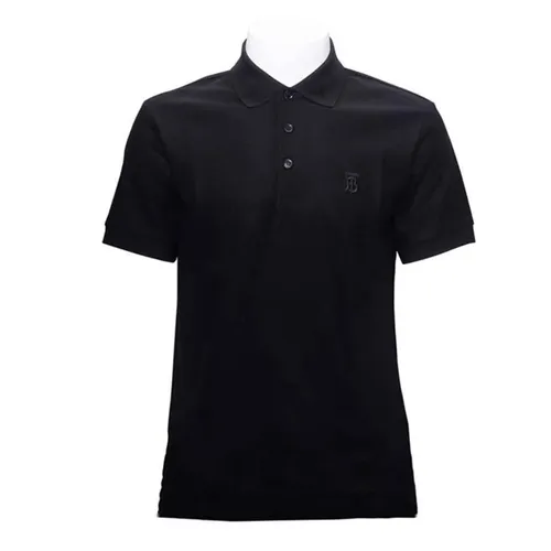 Thời trang Đen Áo Polo Cotton - Áo Polo Nam Burberry Motif Cotton PiQue Màu Đen Size S - Vua Hàng Hiệu