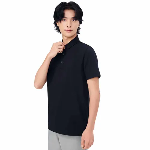 DETERMINANT Nam - Áo Polo Nam DETERMINANT P12-02 Polo Short Cotton/polyester Black Màu Đen Size XS - Vua Hàng Hiệu