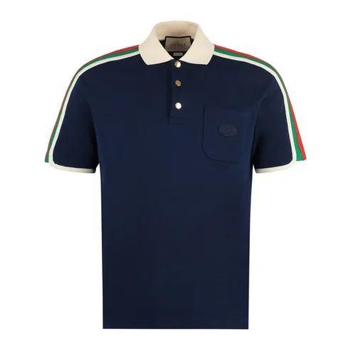 Thời trang Gucci Áo Polo - Áo Polo Nam Gucci 742382XJFGI_4433 Jersey Shirt Màu Xanh Navy Size M - Vua Hàng Hiệu