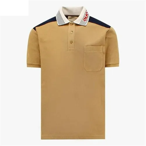 Thời trang Gucci Áo Polo - Áo Polo Nam Gucci Contrast Jacquard Collar - Camel Màu Nâu Size XS - Vua Hàng Hiệu