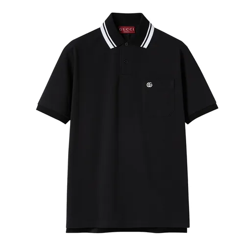 Thời trang Gucci Áo Polo - Áo Polo Nam Gucci Cotton Shirt With Embroidery 795174 XJG16 1000 Màu Đen Size XS - Vua Hàng Hiệu