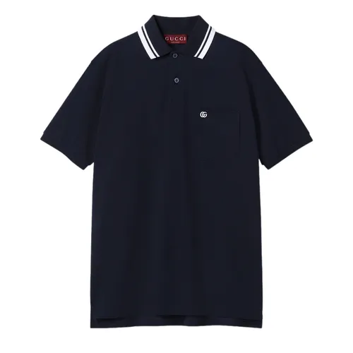 Thời trang Gucci Áo Polo - Áo Polo Nam Gucci Cotton Shirt With Embroidery 795174 XJG16 4003 Màu Xanh Navy Size XS - Vua Hàng Hiệu