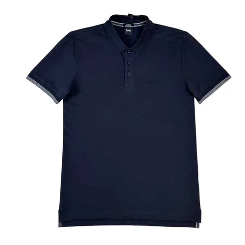 Hugo Boss - Áo Polo Nam Hugo Boss Cotton Cổ Dệt Màu Xanh Navy Size S - Vua Hàng Hiệu