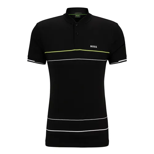 Thời trang Hugo Boss - Áo Polo Nam Hugo Boss Jersey Polo Shirt With Engineered Stripe 50509871 Màu Đen Size S - Vua Hàng Hiệu