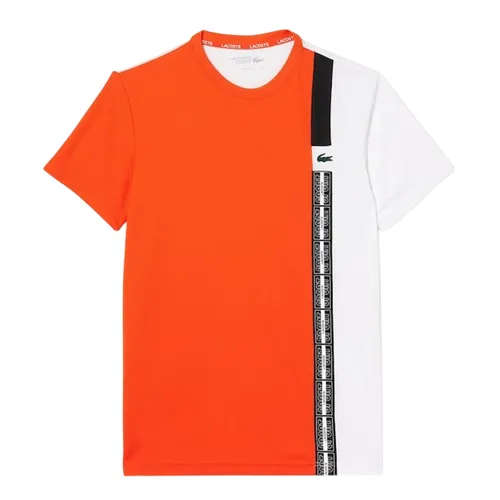 Áo Polo Nam Lacoste Regular Fit Tennis TShirt TH1784-20-MQI Orange Màu Cam Trắng Size 3