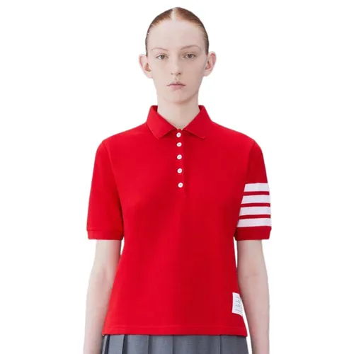 Thời trang Thom Browne Mỹ - Áo Polo Nữ Thom Browne Classic Pique 2003 4-Bar Polo FJP052B/07976600 Màu Đỏ Size 44 - Vua Hàng Hiệu