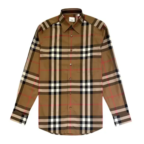 Thời trang Áo sơ mi - Áo Sơ Mi Nam Burberry Beige With Vintage Check Printed 8084287 Màu Nâu Be Size M - Vua Hàng Hiệu