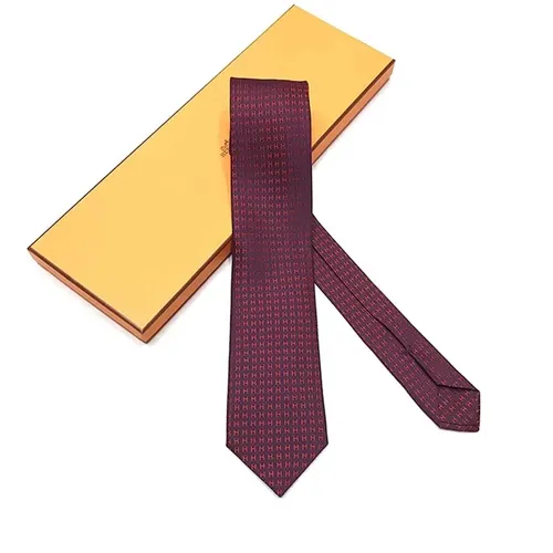 Thời trang - Cà Vạt Hermès Aubergine/Rouge Màu Đỏ Đô - Vua Hàng Hiệu