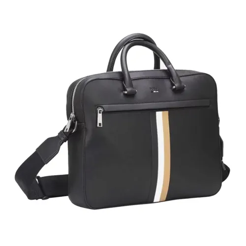 Túi xách - Cặp Xách Tay Nam Hugo Boss Elegancka Teczka Na Dokumenty Z Paskami Czarny Màu Đen - Vua Hàng Hiệu