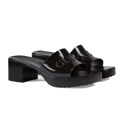 Dép Gucci Cao su - Dép Cao Gót Nữ Gucci Rubber Slide Black 624730 J8700 1000 Màu Đen Size 37 - Vua Hàng Hiệu