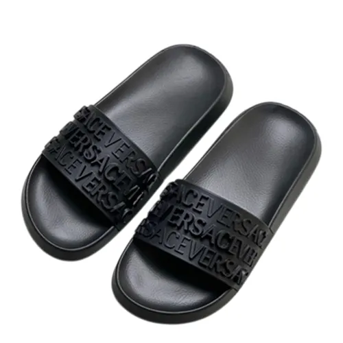 Dép Nam Versace Black Slides With Logo 1008730 1A05628-1B000 Màu Đen Size 39 - Dép - Vua Hàng Hiệu