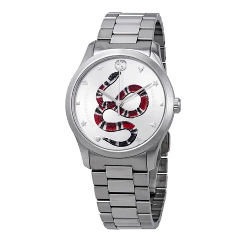 Đồng hồ Unisex - Đồng Hồ Gucci G-Timeless Silver Dial With Snake Motif YA1264076 126MD Màu Bạc - Vua Hàng Hiệu