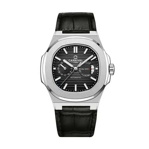 Đồng Hồ Nam Carnival Black Dial Watch 8158G-VT-DD-D Màu Bạc Đen - Đồng hồ - Vua Hàng Hiệu