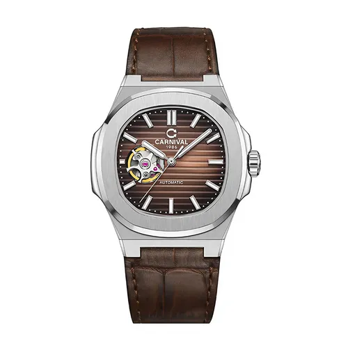 Đồng hồ - Đồng Hồ Nam Carnival Brown Dial Automatic Watch 8128G1-VT-DD-X Màu Bạc Nâu - Vua Hàng Hiệu