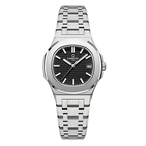 Đồng hồ Đen - Bạc Thụy Sỹ Đen - Đồng Hồ Nữ Carnival Quartz Watch 8161L-VT-D Màu Bạc/Đen - Vua Hàng Hiệu
