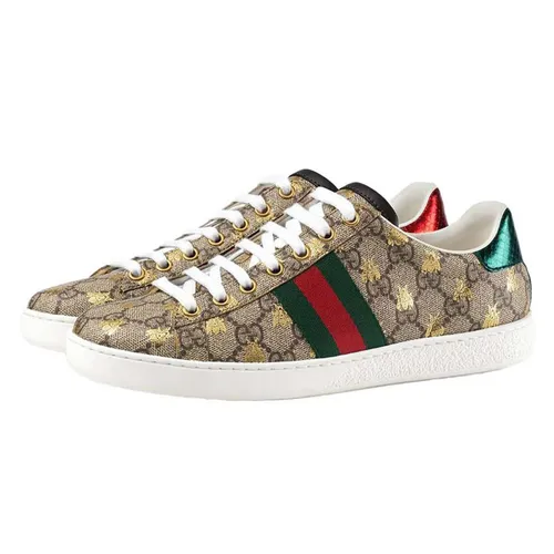 Giày - Giày Thể Thao Gucci Unisex Ace GG Supreme Sneaker With Bees Màu Nâu Be Size 40 - Vua Hàng Hiệu