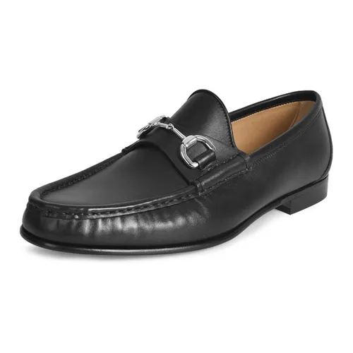 Giày Lười Nam Gucci Loafers Suede Leather 367762 Màu Đen Size 40.5