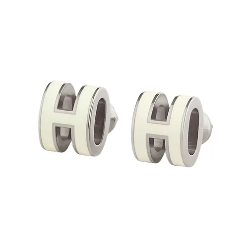 Trang sức Trắng - Khuyên Tai Nữ Hermès Mini Pop H Earrings Marron Glacé H608002FP49 Màu Trắng - Vua Hàng Hiệu