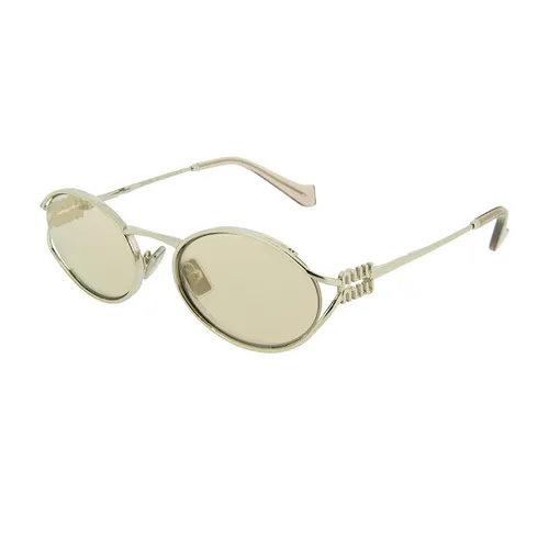 Kính Mát Miu Miu Oval SMU52Y 1BC10F Sunglasses Màu Nâu Vàng