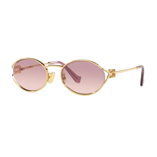Kính Mát Miu Miu Oval SMU52Y 5AK06S Sunglasses Màu Vàng Hồng