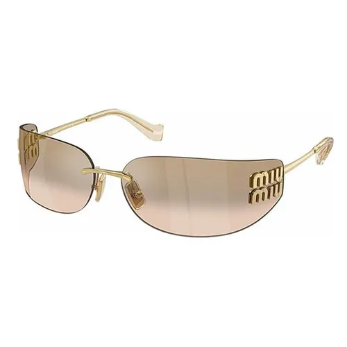 Kính Mát Nữ Miu Miu 0MU A51S Gold Geometric Sunglasses A51S 5AK20P Màu Nâu Vàng