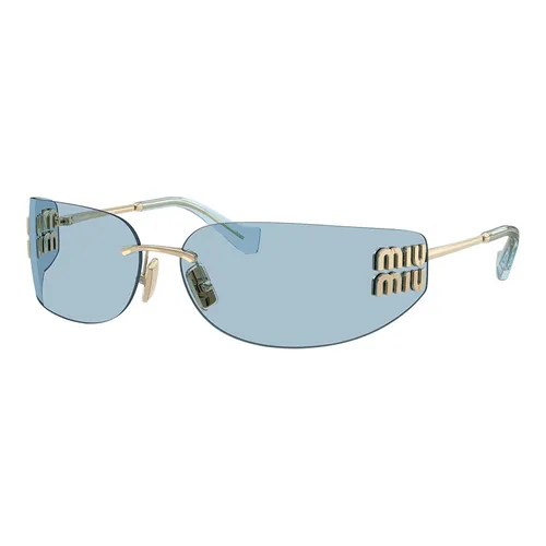 Kính Mát Nữ Miu Miu Rectangular Sunglasses SMUA51 ZVN10P Màu Xanh