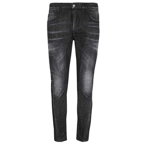 Thời trang Đen xám Quần jeans - Quần Jean Nam Dsquared2 Dis Detail Scratch Washing Tie Divers S71LB1140 Màu Đen Xám Size 44 - Vua Hàng Hiệu