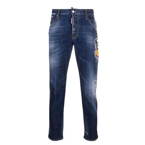 DSquared2 - Quần Jean Nam Dsquared2 Insertie Patch Canadian Heritage Skater S79LA0018 Màu Xanh Đậm Size 44 - Vua Hàng Hiệu