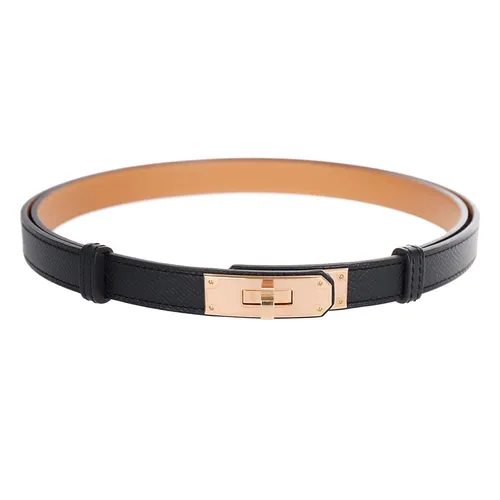 Thắt lưng - Thắt Lưng Nữ Hermès Kelly 18 Belt RGHW Leather Strap Màu Đen - Vua Hàng Hiệu