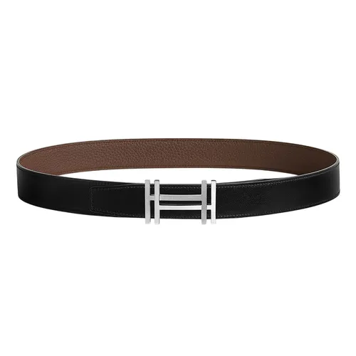 Hermès - Thắt Lưng Nam Hermès H Au Carre Belt Buckle & Reversible Leather Strap 32mm Khoá Bạc Màu Đen Size 80 - Vua Hàng Hiệu