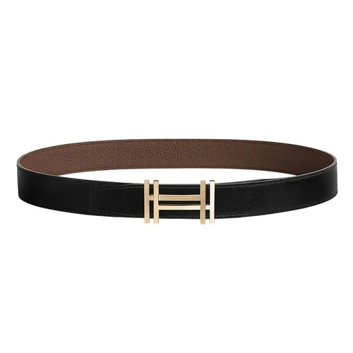 Hermès - Thắt Lưng Nam Hermès H Au Carre Belt Buckle & Reversible Leather Strap 32mm Noir/Chocolat Màu Đen Size 80 - Vua Hàng Hiệu