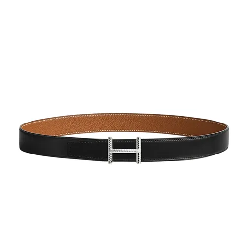Thắt lưng - Thắt Lưng Nam Hermès Hisseo Belt Buckle & Reversible Leather Strap 32mm Màu Đen Nâu (Logo Bạc) Size 80 - Vua Hàng Hiệu