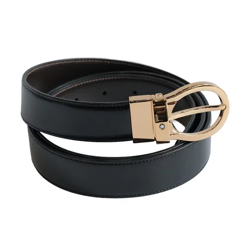 Thắt lưng - Thắt Lưng Nam Montblanc Classic Gold Reversible Leather Belt 38579 Màu Đen Nâu - Vua Hàng Hiệu