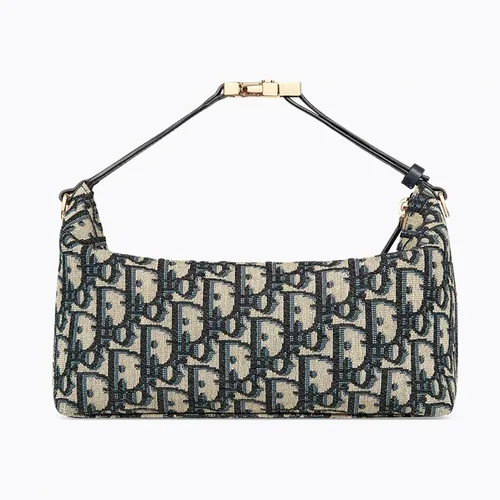 Túi xách - Túi Cầm Tay Nữ Dior Medium Diortravel Nomad Pouch Blue Oblique Jacquard Màu Xanh/Be - Vua Hàng Hiệu