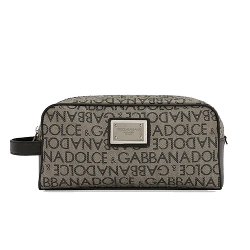 Túi xách Dolce & Gabbana - Túi Cầm Tay Nam Dolce & Gabbana D&G Coated Jacquard Toiletry Bag Màu Be - Vua Hàng Hiệu