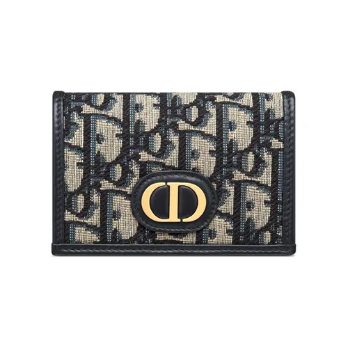 Ví Nữ Dior 30 Montaigne Blue Oblique Jacquard Wallet Màu Xanh