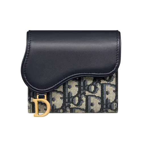 Ví Nữ Dior Saddle Lotus Wallet Màu Xanh