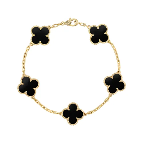 Trang sức Vòng đeo tay Vàng 18k - Vòng Đeo Tay Nữ Van Cleef & Arpels Vintage Alhambra Bracelet 18k Yellow Gold Màu Đen Vàng - Vua Hàng Hiệu